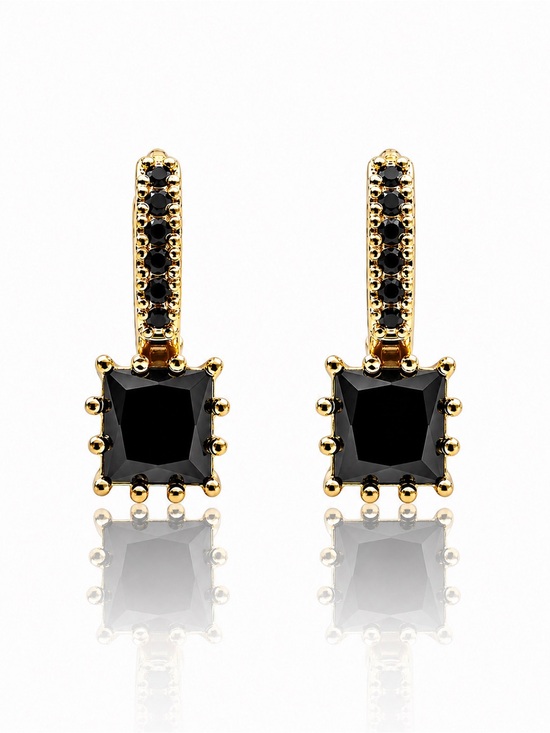 Jewelry - Gold Filled Huggies with Black CZ